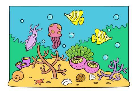 Cartoon Ocean Drawing